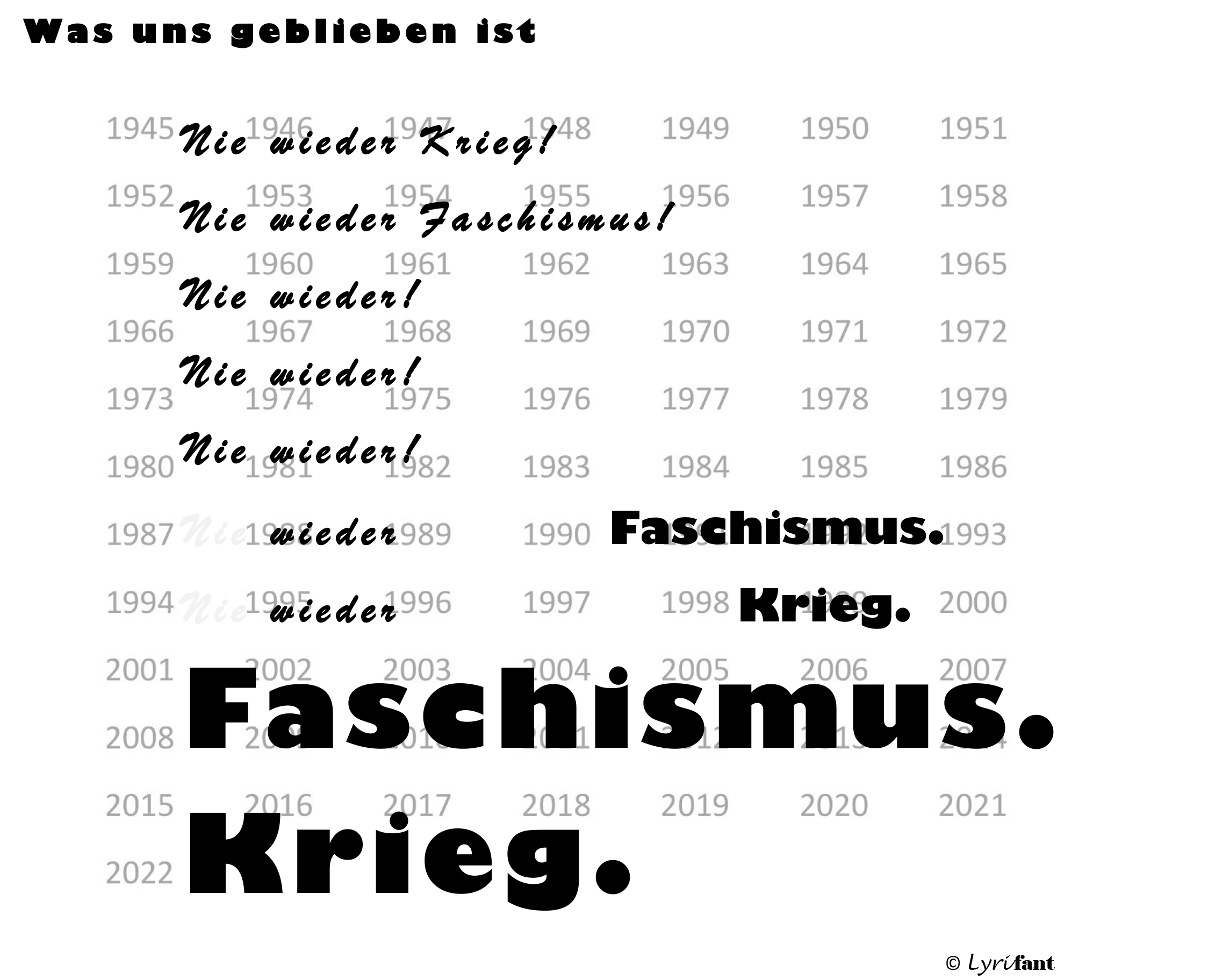 Lyrifants Anti-Kriegs- und Anti-Faschismus-Plakat
